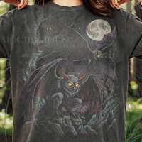 Mothman Cryptid Winged Owl Creature Comfort Colors&reg; Tshirt, Glowing Eyes Dark Forest Vintage Boo