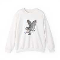 Barn Owl Illustration Sweatshirt | Watercolor Bird Art, Flying Owl Crewneck