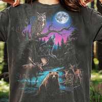 Owl Howling Wolf Brown Bear Moose Deer Comfort Colors&reg; Tshirt, Wildlife Forest Nature Vintage Bo