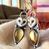 Sterling Silver Barn Owl Dangle Earrings, Wildlife Woodland Jewelry Accessory