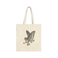 Barn Owl Illustration Tote Bag | Watercolor Wildlife Canvas