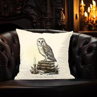 Barn Owl Vintage Engraving Pillow, Gothic Academic Decor