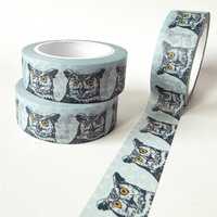 washi tape - great horned owl on blue