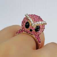 Rhinestone Crystal Handcrafted Adorable Owl Ring Fashion Accessory, Statement Animal Jewelry