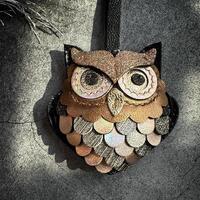 Owl Leather bag Charm Handmade Animal Leather Keychain Cute Gift for Her Custom Color Purse Accessor