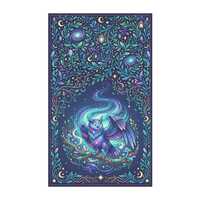 Fantasy Owl Tea Towel | Cosmic Night Sky & Crystal Grove | Mystical Home Decor