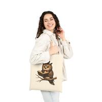 Vintage Owl Reading with Top Hat Tote Bag | Canvas Booklover Accessory