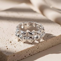 Owl Eternity Ring 925 Sterling Silver Polished Finish Nature Band Bird Lover Gift Unisex Jewelry