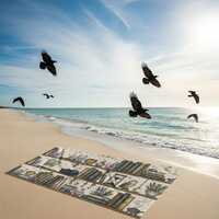 Witchy Bookshelf Beach Towel Books Potions Black Cat Owl