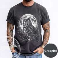 Great Horned Owl Illustration T-shirt | Moonlit Forest Graphic