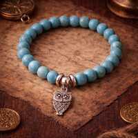 Turquoise Owl Pendant Bracelet, Western Wildlife Jewelry