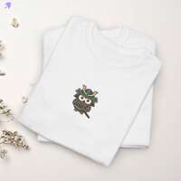 Samurai Owl T-Shirt, Kawaii Warrior Graphic Top, Japanese Anime Style