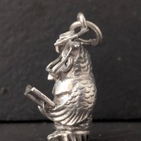 Vintage Silver Wise Owl Charm Detailed Engraving Mid-Century Collectable Teacher Gift Graduation Gif