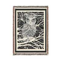 Limited Availability Woven Blanket with Catieartworks Owl Print, 100% Cotton Throw (Free A4 Print)