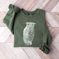 Owl Sweatshirt, Vintage Owl Crewneck, Dark Academia Sweatshirt, Minimalist Animal Sweater, Owl Lover