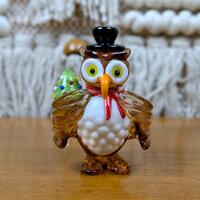 Vintage Hand Blown Glass Collectible Owl Figurine