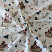 94” Wide Wizard Owl Cotton Flannel Fabric Fantasy Sewing Cloth