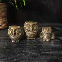 Vintage Brass Owl Figurines Set - Mid Century 1970s - Set of 3 - GATCO Taiwan
