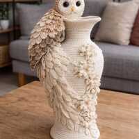 Owl Vase Crochet Pattern, Amigurumi Owl Flower Vase, Crochet Home Decor, Bird Vase PDF, Woodland Ani