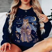 Samurai Owl Sakura Sweatshirt, Whimsigoth Owl Sweatshirt, Anime Japan Shirt, Mystical Owl Boho Pullo