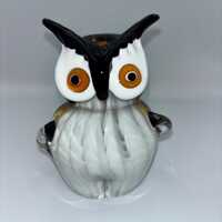 Murano Hand Blown Glass Owl Paperweight/Figurine with speckling detail