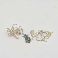 Lot of 3 Vintage Bird Owl Chicken Sterling & 900 Solid Silver Charms for Bracelet 8.65 grams MH-
