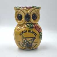 Vintage North Dakota Souvenir Ceramic Owl Vase, W.N.CO Japan, Peace Garden State, MCM Collectible