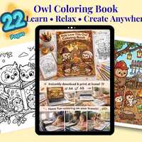 Kids Love This Owl Coloring Book Relaxing Homeschool Travel Activity Printable Pages