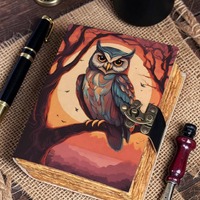 400 Page Owl Leather Notebook | spell book of shadows, Thick Vintage Deckle Paper Journal, leather n