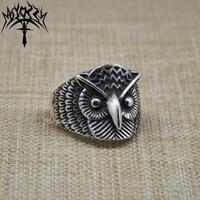 Owl Ring Men Silver Stainless Steel Detailed Owl Face