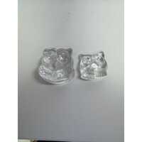 Vintage Skruf Sweden Lars Hellsten Art Glass Owl Paperweights Set of 2