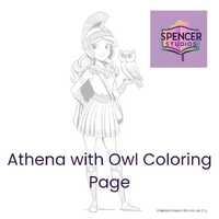 Athena with Owl Coloring Page &ndash; Greek Mythology Printable Line Art