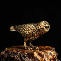 Vintage Solid Brass Owl Figurine - Wise Owl Statue for Graduation Gift - Dark Academia Desk Decor - 