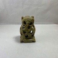 Vintage soapstone mother owl and baby figurine