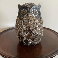 Owl Figurine unusual encrusted