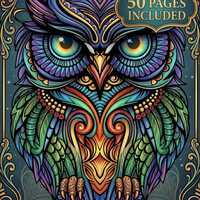 50 Page Ornate Owl Coloring Book PDF, Mystical Night Bird Art, Digital Download
