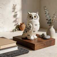 Hand Carved Wooden Owl Figurine, Rustic Owl Decor, Handmade Bird Ornament, Woodland Shelf Decor, Sma