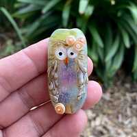 Lampwork Owl Pendant Glass Bead