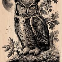 Owl Wood Engraving File SVG PNG | Laser Cut Glowforge, Nocturnal Wildlife Decor