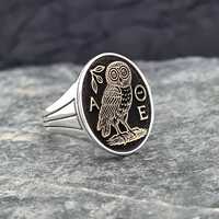 Sterling Silver Owl Ring: Athena AOE Symbol Gothic Mythology Statement Jewelry