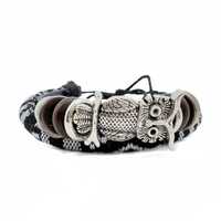Bohemian Owl Bracelet – Handmade Adjustable Woven Cord