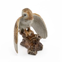 Northern Rose Owl Barn Owl on Branch - Handmade Home Decor Bird Decorative Figurine Birthday Gift - 