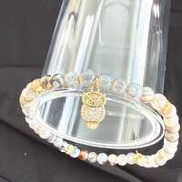 Fire Agate Bracelet with Owl Charm