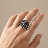 Owl Ring &ndash; Wisdom Symbol Ring, Spiritual Animal Jewelry, Gothic Vintage Ring, Stainless Steel 