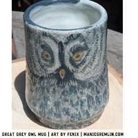 Handmade Ceramic Great Grey Owl Mug (Bird Mug #2)