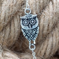 925 Sterling Silver Owl Bracelet: 19mm Wise Owl Wisdom & Protection Jewelry