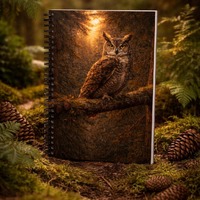 Great Horned Owl Notebook | 6x8 Spiral Journal | BC Forest Owl Journal | Woodland Nature Notebook | 