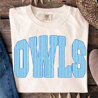 Owls Png, Blue Striped Owls Png, Preppy Mascot Sublimation, Game Day Team Spirit, Retro Sports Fan O