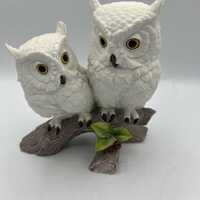 Andrea by Sadek Owl Figurines Pair White Owls Japan Vintage 7&rdquo;