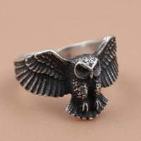 Owl Spread-Wings Ring in 925 Sterling Silver, Vintage Statement Bird Jewelry